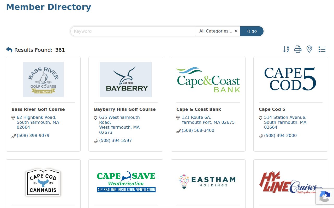 Yarmouth neighbors research using the Yarmouth Chamber member search