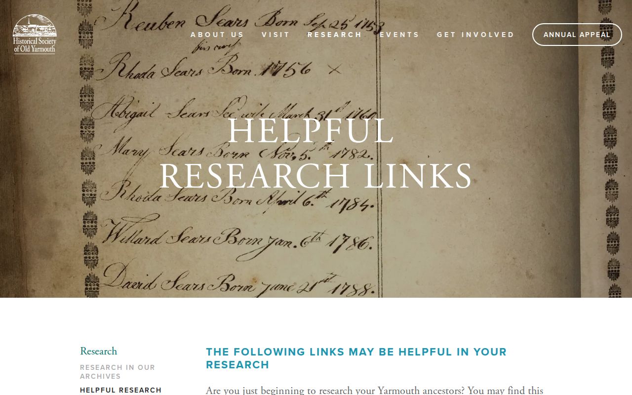 Yarmouth previous residents local-history research links from HSOY