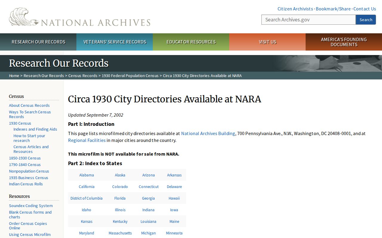 Yarmouth previous residents regional city-directory holdings at the National Archives